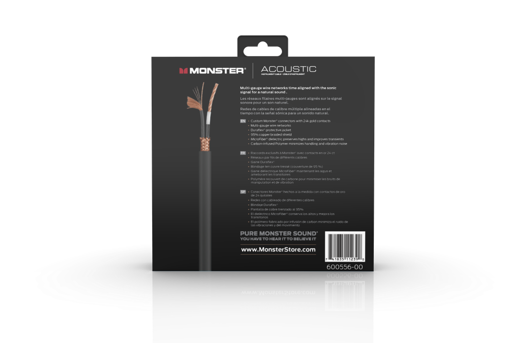 Monster® Prolink Acoustic Instrument Cable - Jack Mâle vers Jack Mâle 3,65m