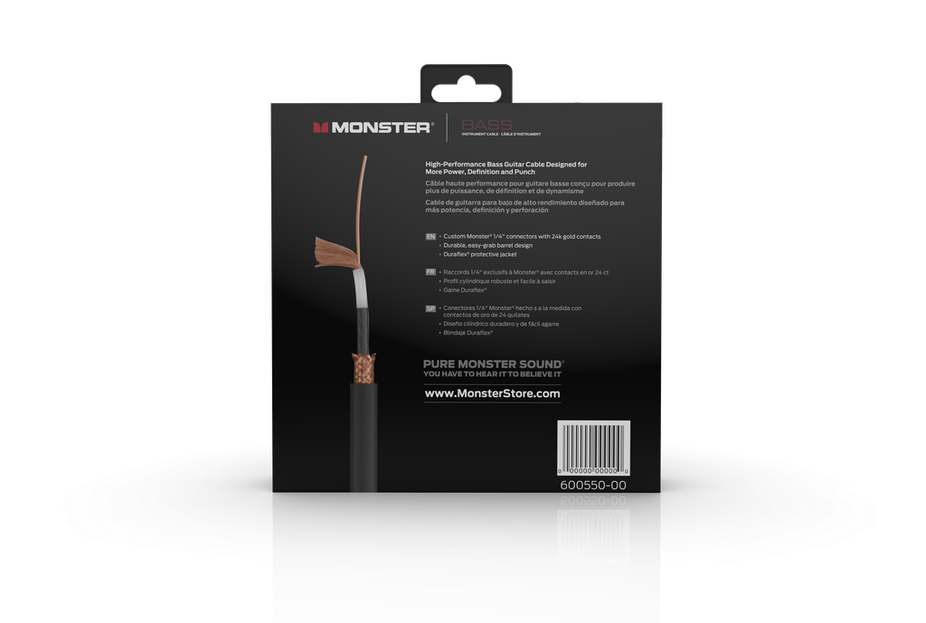 Monster® Prolink Monster Bass® Instrument Cable - Jack Mâle vers Jack Mâle Coudé 3,65m