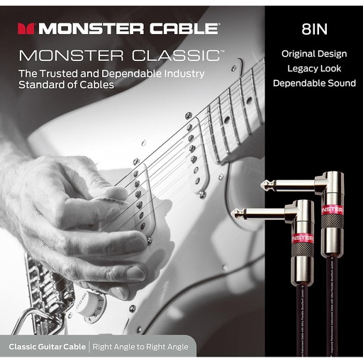 [600493-00] Monster® Prolink Monster Classic™ Instrument Cable - Jack Mâle Coudé vers Jack Mâle Coudé PATCH 0,2m