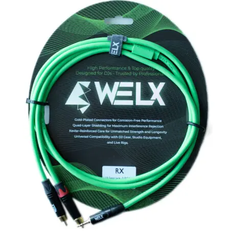 [WELXrlhlx6rb] WELX RX - 1.5m  [X2 RCA / X1 Mini TRS] Green