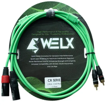 [WELXdjua834u] WELX CR 1.5m (1pcs) [X2 RCA-M / X2 XLR-m] Green